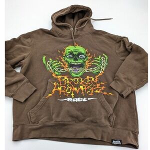 Broken‎ Promises Forget You Brown Hoodie Size M Zombie Skull Grunge Zumiez